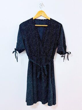 INFLUENCE Black Polka Dot Wrap Dress | Flowy Feminine | Size 6